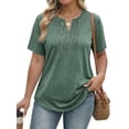 thumbnail image 3 of Fantaslook Lace Plus Size Tops for Women V Neck Short Sleeve Blouses Summer Tunic Shirts, 3 of 12