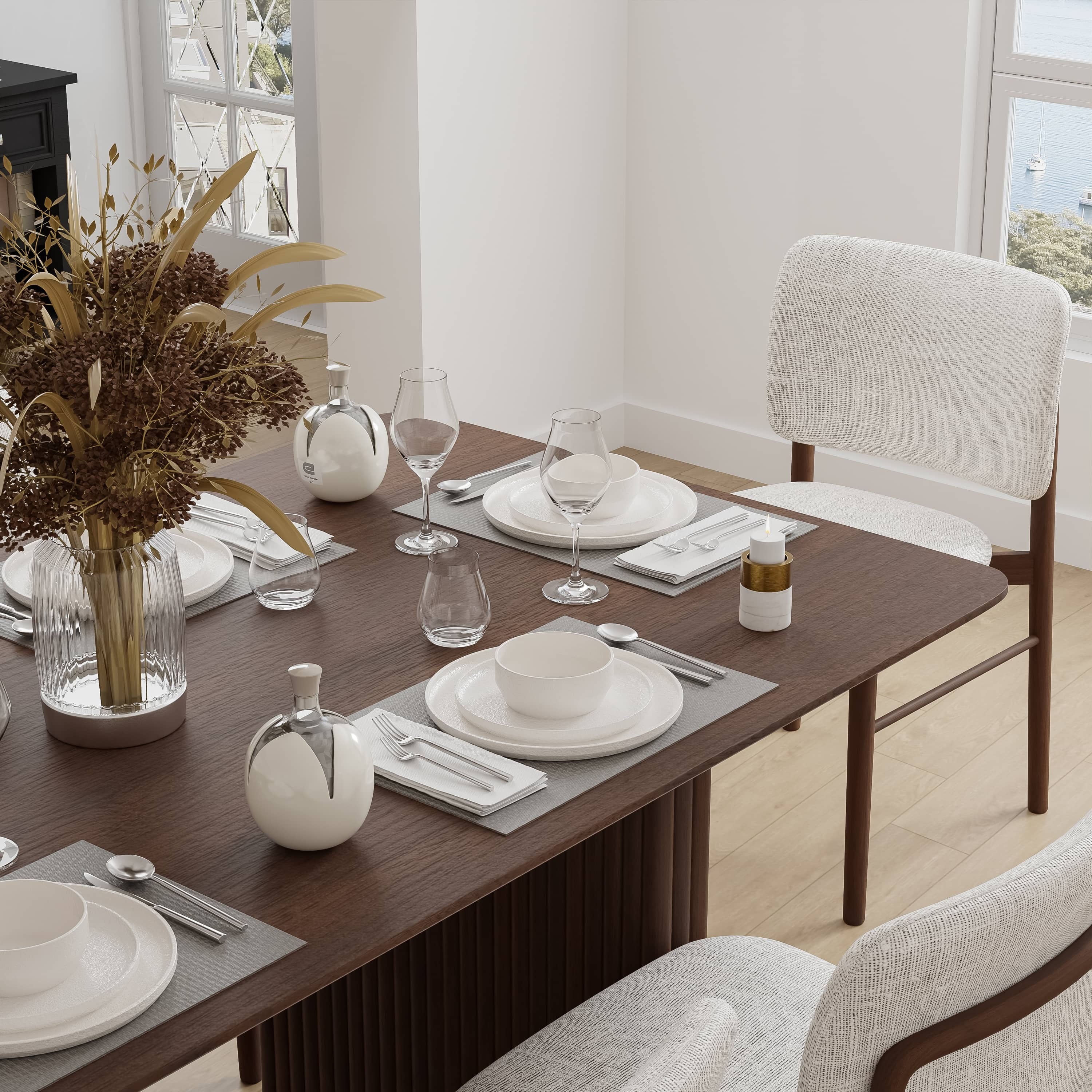 MAYEERTY 67" Rectangular Dining Table for 6, Walnut