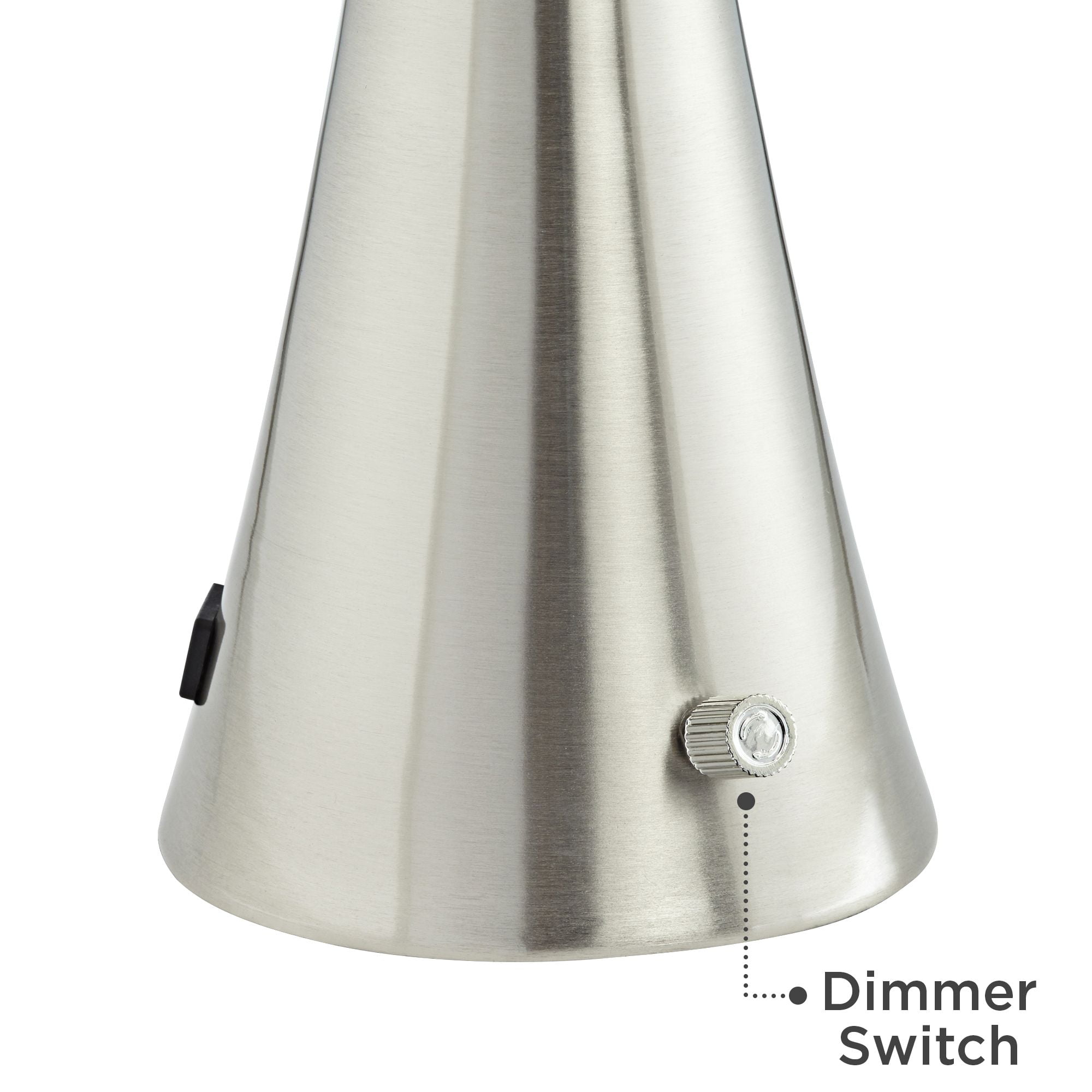 360 Lighting Karl Modern Table Lamps 27 1/2" Tall Set of 2 Brushed Nickel with USB and Outlet White Drum Shade for Bedroom Living Room House Bedside