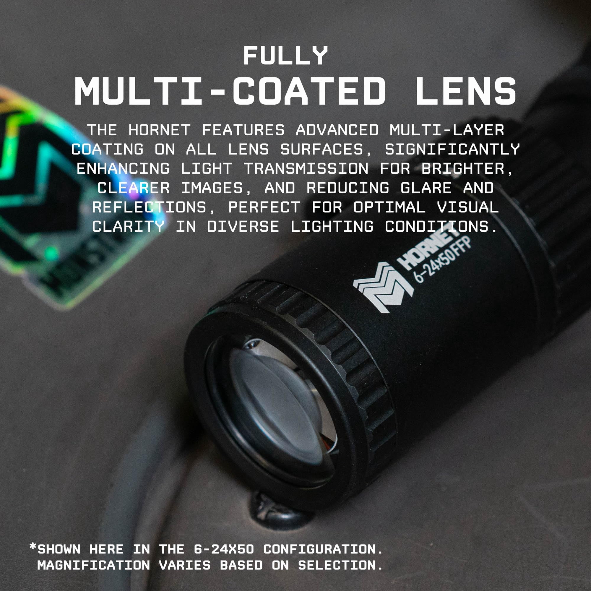 Monstrum Hornet 6-24x50 FFP Rifle Scope | Includes Zero Stop, Bubble Level Scope Rings, and Detachable Sunshade | MOA Reticle