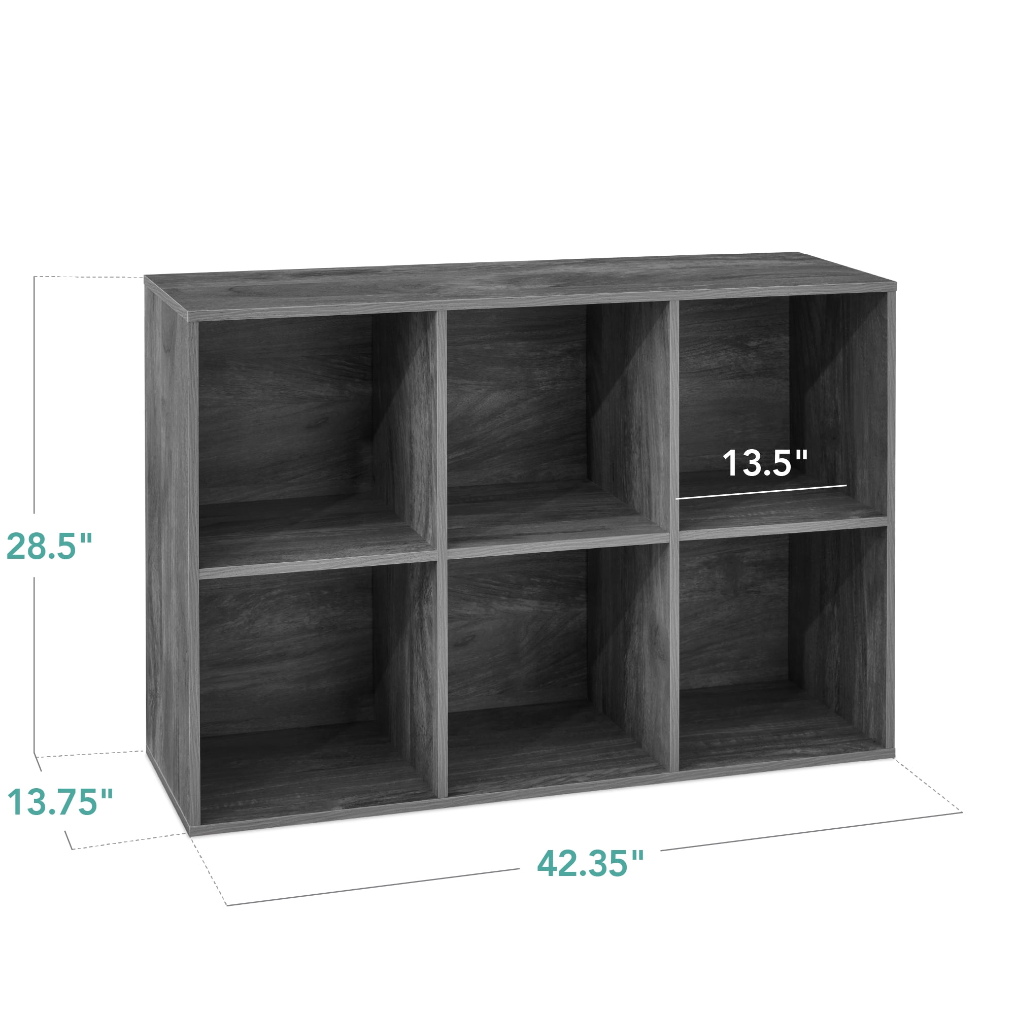 Best Choice Products 6-Cube Bookshelf, 13.5in Display Storage System, Organizer w/ Removable Back Panels - Dark Gray