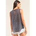thumbnail image 3 of Grey And Black Sleeveless Relaxed Fit Brick Pattern Print Mesh Round Neck Top, 3 of 5