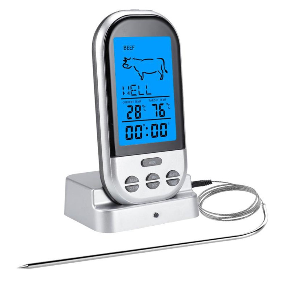 1* Wireless Grilling Thermometer Food Meat Oven Bbq Thermometer Digital Wireless Remote Probe Cooking Set Grill For Cooking