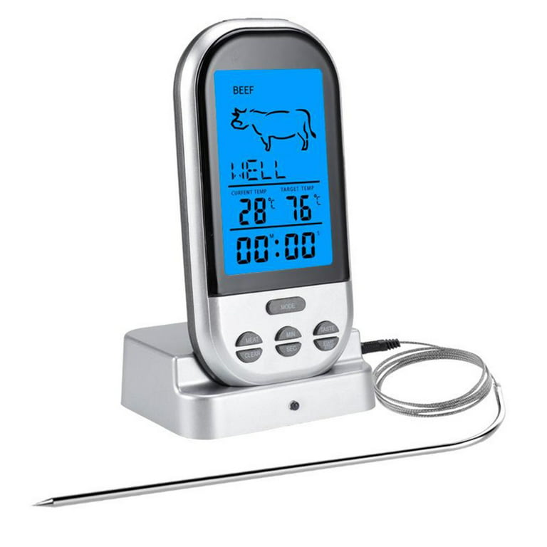 Geege Food Meat Oven BBQ Thermometer Digital Wireless Remote Probe Cooking Set Grill, Size: Large, Blue