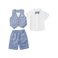 thumbnail image 3 of Haitryli Baby Boys Summer Formal Suit Gentleman Vest Bowtie Top with Shorts Tuxedo Sets Sky Blue 5-6, 3 of 5