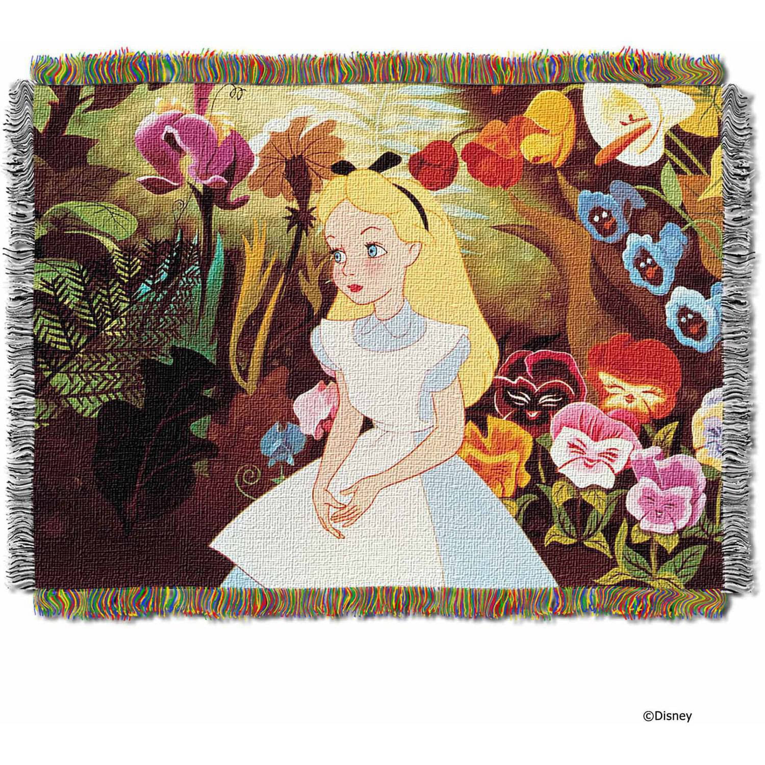 Disney Alice In Wonderland Alice In The Garden 48 X 60 Woven Tapestry Throw Walmartcom Walmartcom