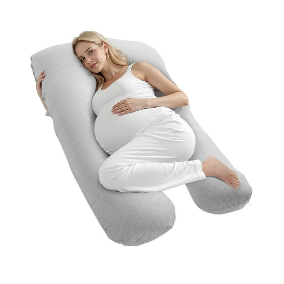 Almohada de embarazo VEVOR, almohada de maternidad de cuerpo entero en forma de U para embarazadas, almohadas de apoyo suaves y transpirables con funda extraíble y lavable