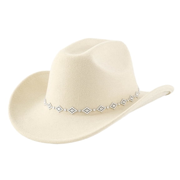 VeFlora Stylish Western Cowboy Hat Bohemian Fedora for Men and Women with Rhinestone for Casual and Event Wear Fashion Accessory