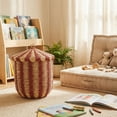 thumbnail image 4 of Wicker Striped Storage Basket, Woven Laundry Hamper for Toy Organization and Decor, 12.6 in Diameter x 14.6 in Height, Easter Decorations, Valentines Day Gifts B, 4 of 5