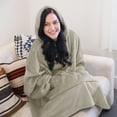 thumbnail image 5 of Womens Oversized Flannel Blanket Hoodie Sweatshirt, Plush Fleece Lined Lounging Pullover, Christmas Gift for Women (Latte) - Catalonia, 5 of 7