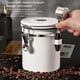 thumbnail image 2 of Recipiente hermético de granos de café al vacío de acero inoxidable recipiente de almacenamiento de azúcar de té recipiente de granos Juegos de servir café y té Cuchara Blanca/Acero 1200ML Bewildely HA080480-01, 2 of 6