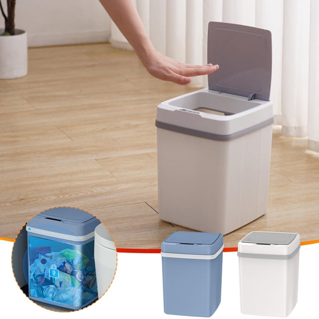 Fiudx Basurero Inteligente con Sensor Manos Libres, Apertura Rápida de La Tapa En 0,3 Segundos, Funcionamiento Sin Contacto, Apto para Cocina y Salón, Resistente Al Agua, Alcance de Detección de 30 C