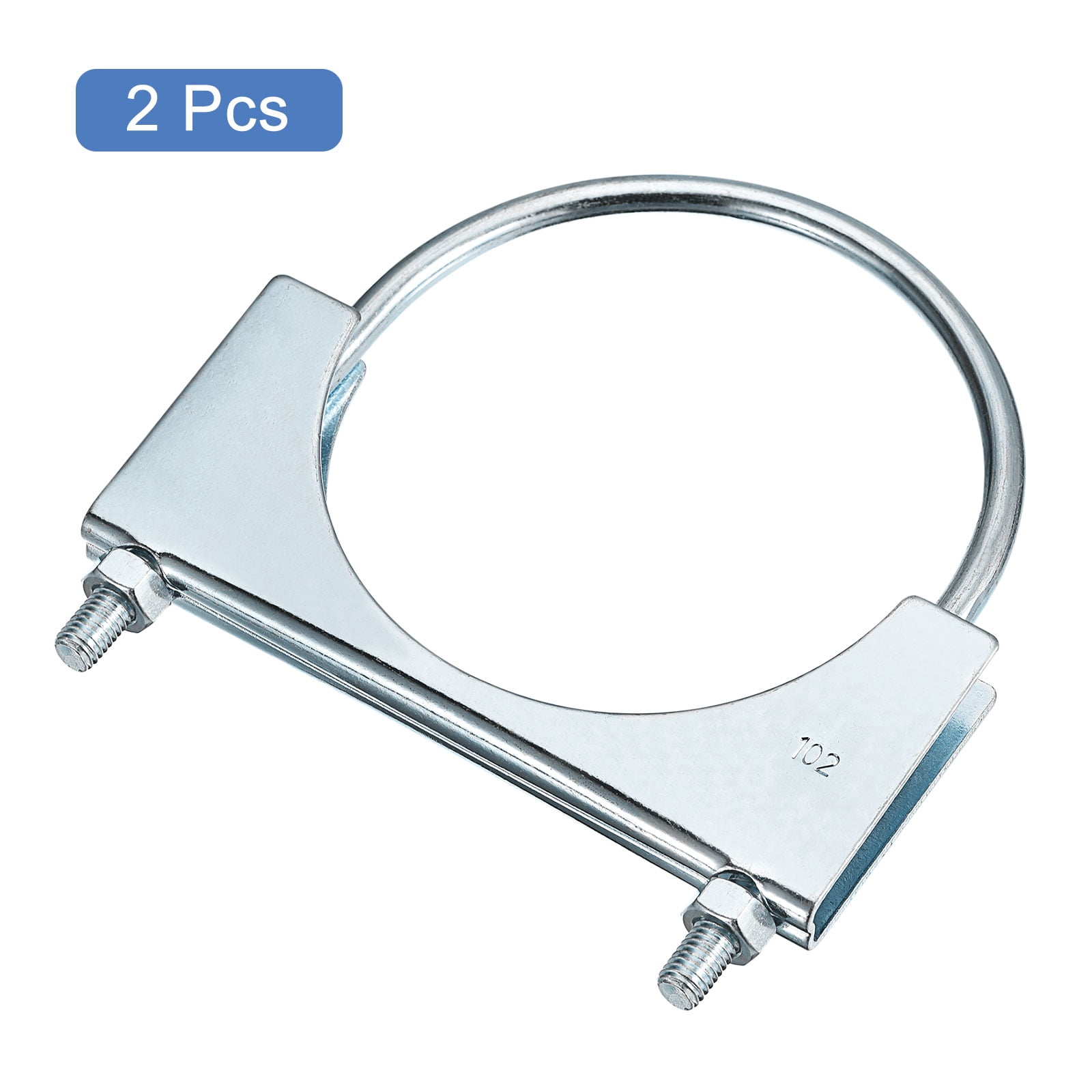 Muffler U-Bolt Clamps for 102mm Diameter Pipe, 2 Pack Saddle Type U-bolt Clamps