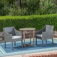 thumbnail image 3 of GDF Studio Naper Outdoor Acacia Wood and Wicker 3 Piece Bistro Set with Cushions, Gray and Light Gray, 3 of 13