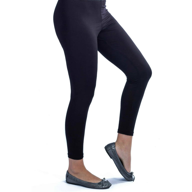 Buy Leggings of Nylon Spandex Fabric for Girls and Women - Highly Flexible  - Ankle Length (Black) at