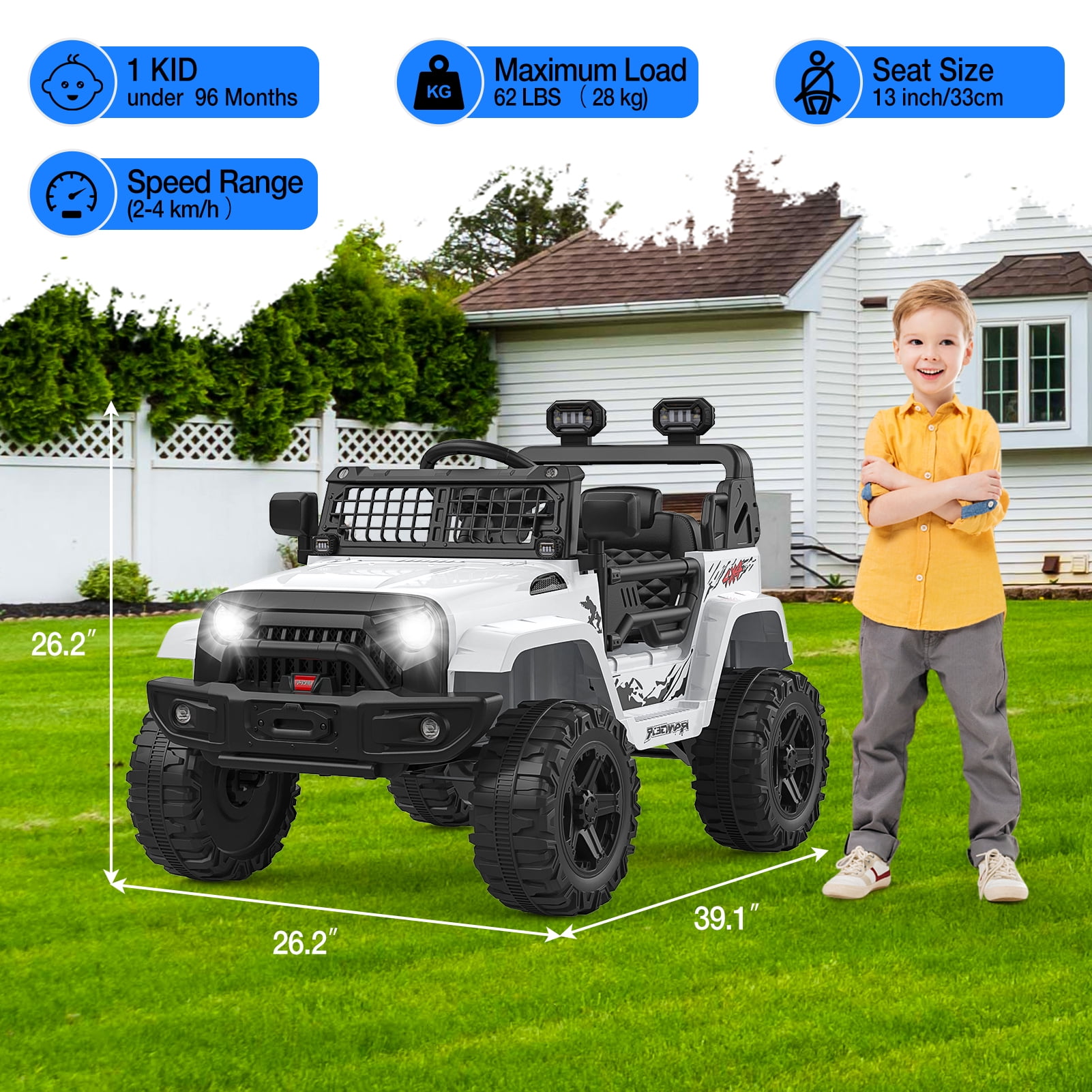 CazToi 12V Kids Ride On Truck Toddlers Battery Powered Electric Vehicle with Remote Control Ride On Toy Car for Boys Girls 3-8