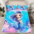 thumbnail image 2 of Feelyou Blue Mermaid Princess Twin Sheet Sets, Dreamy Tale Ocean Bedding, 3pcs, 2 of 7