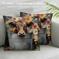 thumbnail image 3 of Nawypu  Baby Cow in a Bucket Boho Flowers Floral Throw Pillow Cover,Farmhouse Summer Flower Floral Decorative Cushion Cover for Home Girls Room Living Room,Gifts for Cow Lovers Women Girls, 3 of 5