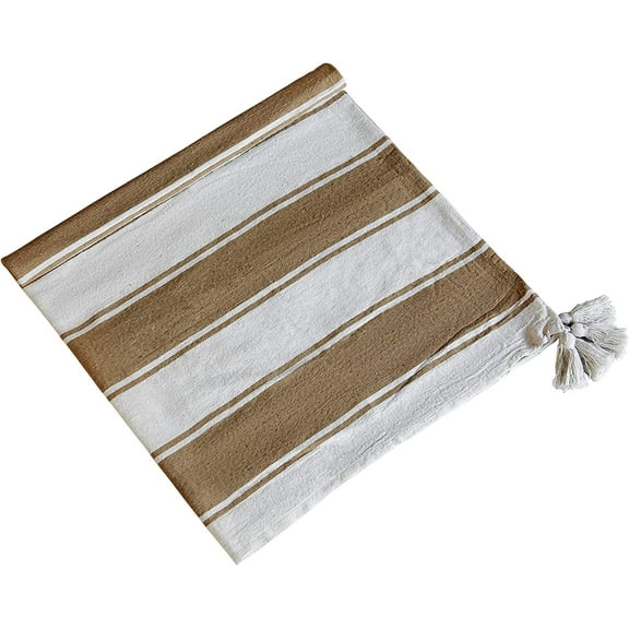 A&B Home Throw Blanket - Brown and White Stripe Woven Cotton Blend Blanket, 50" x 60"
