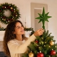 thumbnail image 4 of Christmas Tree Topper, Five Point Star Tree Top Ornament, 3D Design, Flocked Finish, Green, Classic Design for Christmas Tree Home Office Party and Holiday Decor, 4 of 6