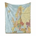 thumbnail image 1 of Map Soft Flannel Fleece Throw Blanket, High Detailed Map Illustration of Scandinavian Region European Travel Guide Print, Cozy Plush for Indoor and Outdoor Use, 50" x 60", Multicolor, by Ambesonne, 1 of 5