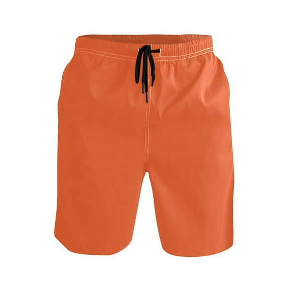 joogoo Men's Swim Trunks Orange Background Beach Shorts with Pockets M