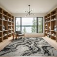 thumbnail image 2 of ODIKA 9'x12' Washable Area Rug Low Pile, Flatwoven, Abstract Crackle Veins Contrast Veined Streaks Flow Symmetrical Swirl Flowing for Great Room, Indoor Concept, Large Living, 2 of 7