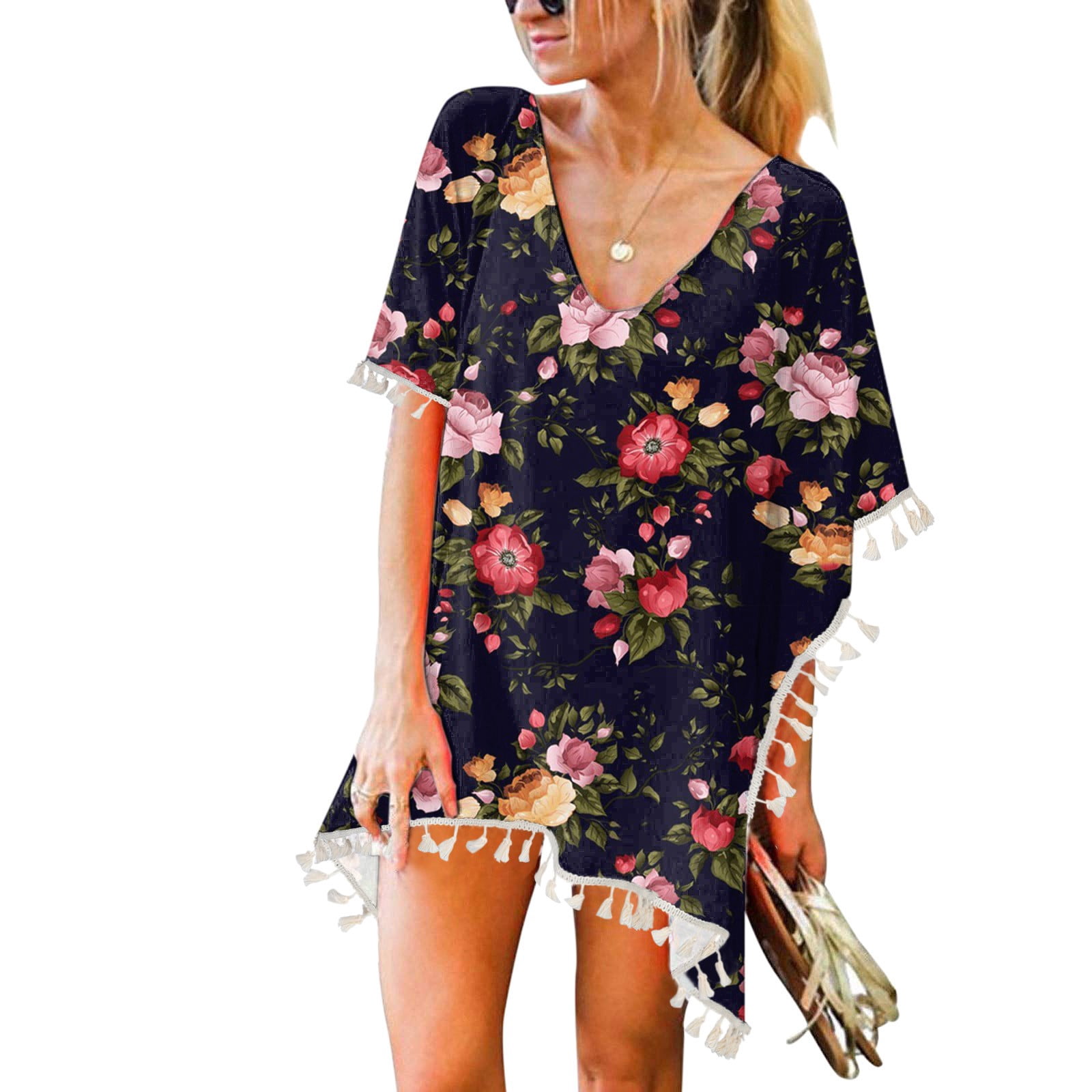Poatren Women's Trim Kaftan Chiffon 