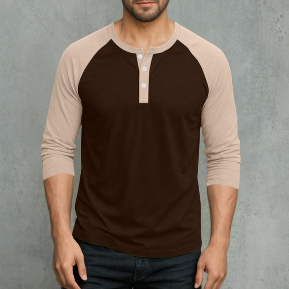 CQONEPT Men's Long Sleeve Tops Crewneck Color Block Tunic Tops Dressy Casual Pullover Tops Trendy Clothes Black L