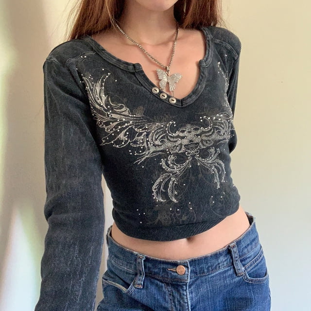 Camiseta de canalé con cuello redondo Only M para mujer Noos JRS manga larga Kuyhfg Bienvenido a Kuyhfg