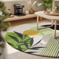 thumbnail image 3 of Round Area Rugs 7Ft, Boho Middle Century Non-Slip Washable Circle Rugs Carpet, Abstract Green Geometric Leaves Indoor Outdoor Rug Floor Mats Throw Runner for Bedroom Living Room Bathroom, 3 of 8