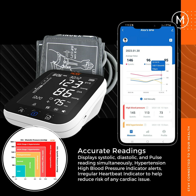Mobi Connect Smart Bluetooth Upper Arm Blood Pressure Monitor Automatic Blood Pressure Machine