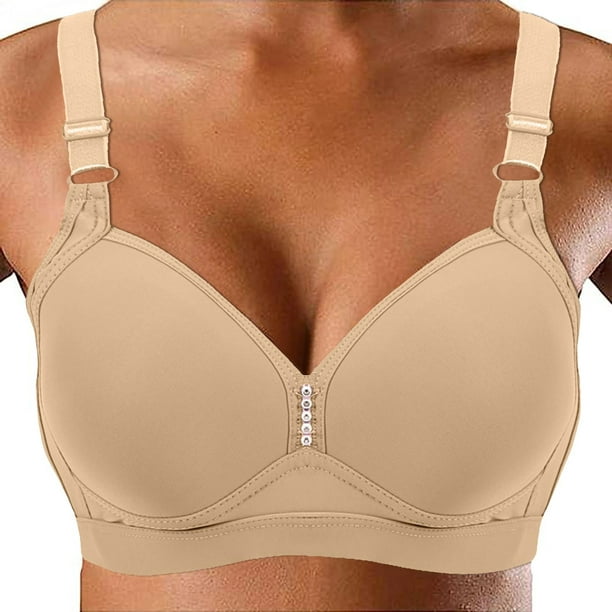 Aayomet Bras for Women Plus Size Pure Bra Side Breast Reduction Boneless  Seamless Underwear for Middle and Elderly (Beige, 36)