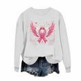 thumbnail image 2 of Nmnitkp Women Breast Cancer Awareness Sweatshirt Pink Ribbon Inspirational Tops Casual Long Sleeve Fall Winter Pullover White,XL, 2 of 5