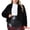 Black, variant on DARING DIVA Women's Plus Size Cropped Lapel Long Sleeve Faux Fur Fluffy Coat 1X White