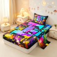 thumbnail image 2 of Manfei Colorful Alphabet E Twin Sheets,Paint Drip Bedding,Black,3 Pieces,1 Flat Sheet,1 Fitted Sheet and 1 Pillowcase, 2 of 6