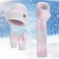thumbnail image 2 of BRICH Winter Hat Scarf Gloves Set for Unisex 3 PCS Pom Beanie Skull Cap Knit Scarf Gloves Mittens Festive Gift Pink One Size, 2 of 9