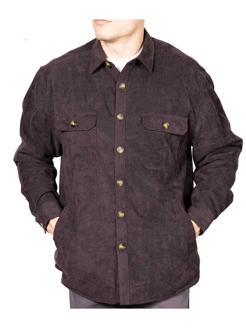 VISIVE Men's Big and Tall Corduroy Shirt Jacket with Fleece-Lined