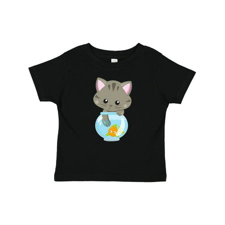 

Inktastic Cute Cat Little Cat Kitty Kitten Fish Bowl Gift Baby Girl T-Shirt