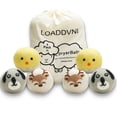 thumbnail image 1 of Bolas de Secadora de Lana Orgánicas XL 6 Bolas por Paquete de Loaddvni, Ahorra Tiempo, Dinero, Energía (Cachorro, Cervatillo, Gallo), 1 of 6