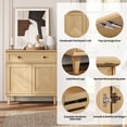thumbnail image 5 of WAMPAT Handmade Patchwork 63" Wide Tall Bookshelf with Cabinets, Oak, 5 of 7