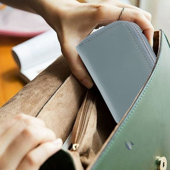 Women Men Wallet Credit Wallet Leather Double Zipper Around Travel Purse (Random Color)