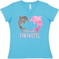 thumbnail image 3 of Inktastic You're Flippin' Fintastic Dolphins Women's V-Neck T-Shirt, 3 of 5