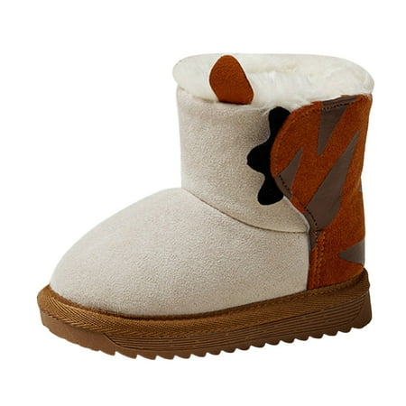 Vedolay Back To School Kids Snow Boots Winter Warm Lined Kids Non Slip Outdoor Shoes (Brown 9)
