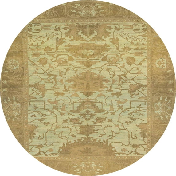 Ahgly Company Machine Washable Indoor Round Abstract Cinnamon Brown Area Rugs, 6' Round