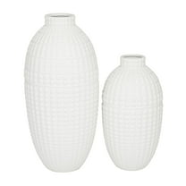 CosmoLiving by Cosmopolitan 16", 12"H White Ceramic Vase, Set of 2