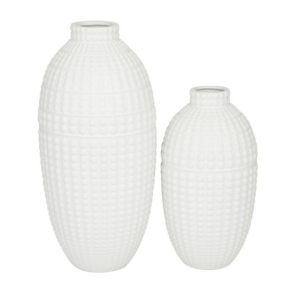 CosmoLiving by Cosmopolitan 16", 12"H White Ceramic Vase, Set of 2