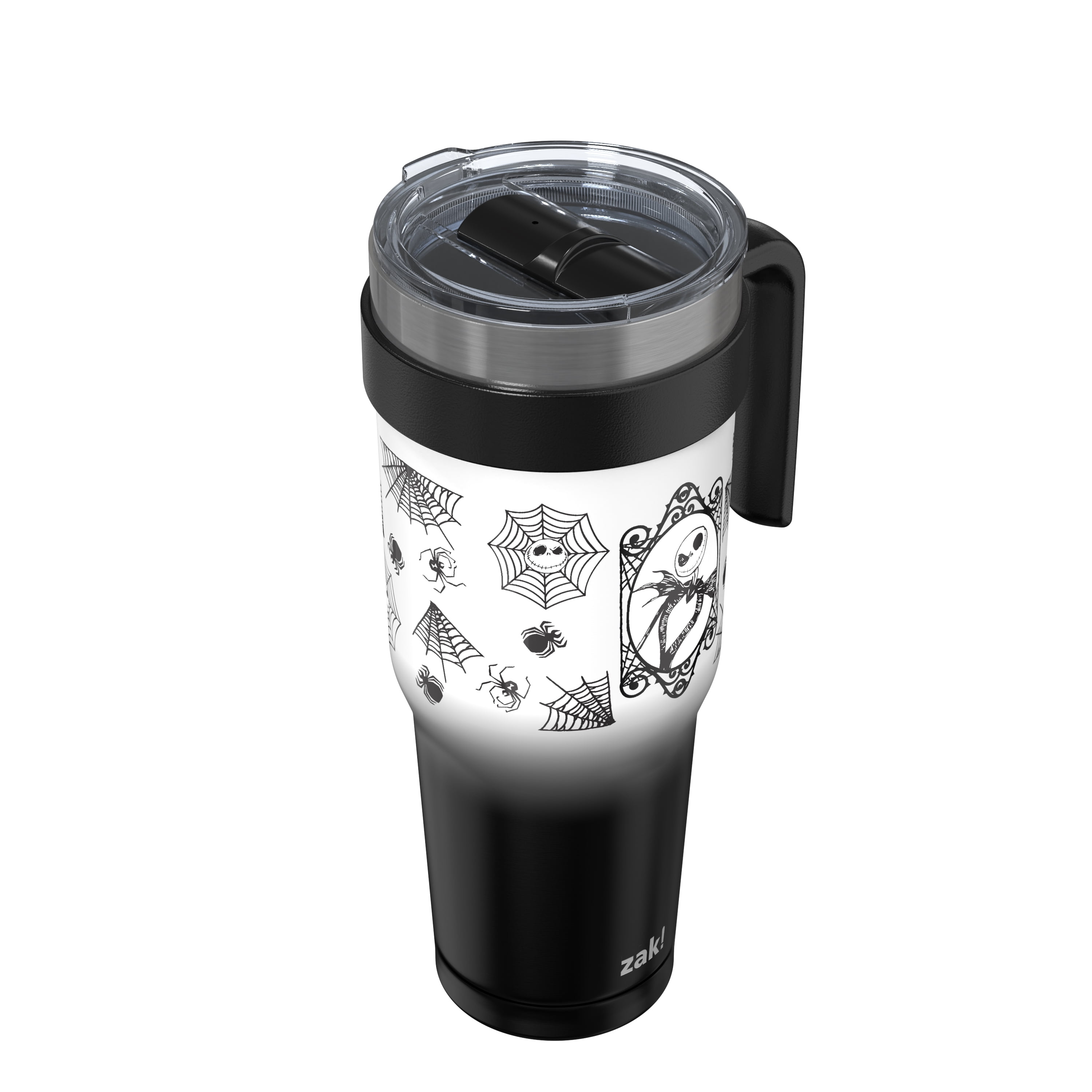 Zak Designs 40oz NBC Halloween Straw Handle Tumbler, Double Wall Vacuum Insulated Stainless Steel Waverly Tumbler with Durable Plastic Straw, Travel Straw Tumbler with Handle, Ombre