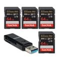 thumbnail image 1 of Paquete de 4 tarjetas de memoria SanDisk Extreme PRO SDXC UHS-I de 64GB y 200MB/s con lector de tarjetas USB 3.0 2 en 1, 1 of 5