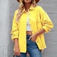 thumbnail image 3 of Scyoekwg Women's Denim Jean Jackets Lapel Button Denim Coats Long Sleeve Casual Lightweight Solid Color Trendy Fall Coats Loose Outerwear(Yellow,M), 3 of 7